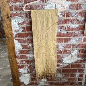 100% Cashmere Made In Scotland Tan Fringed Scarf OSFM